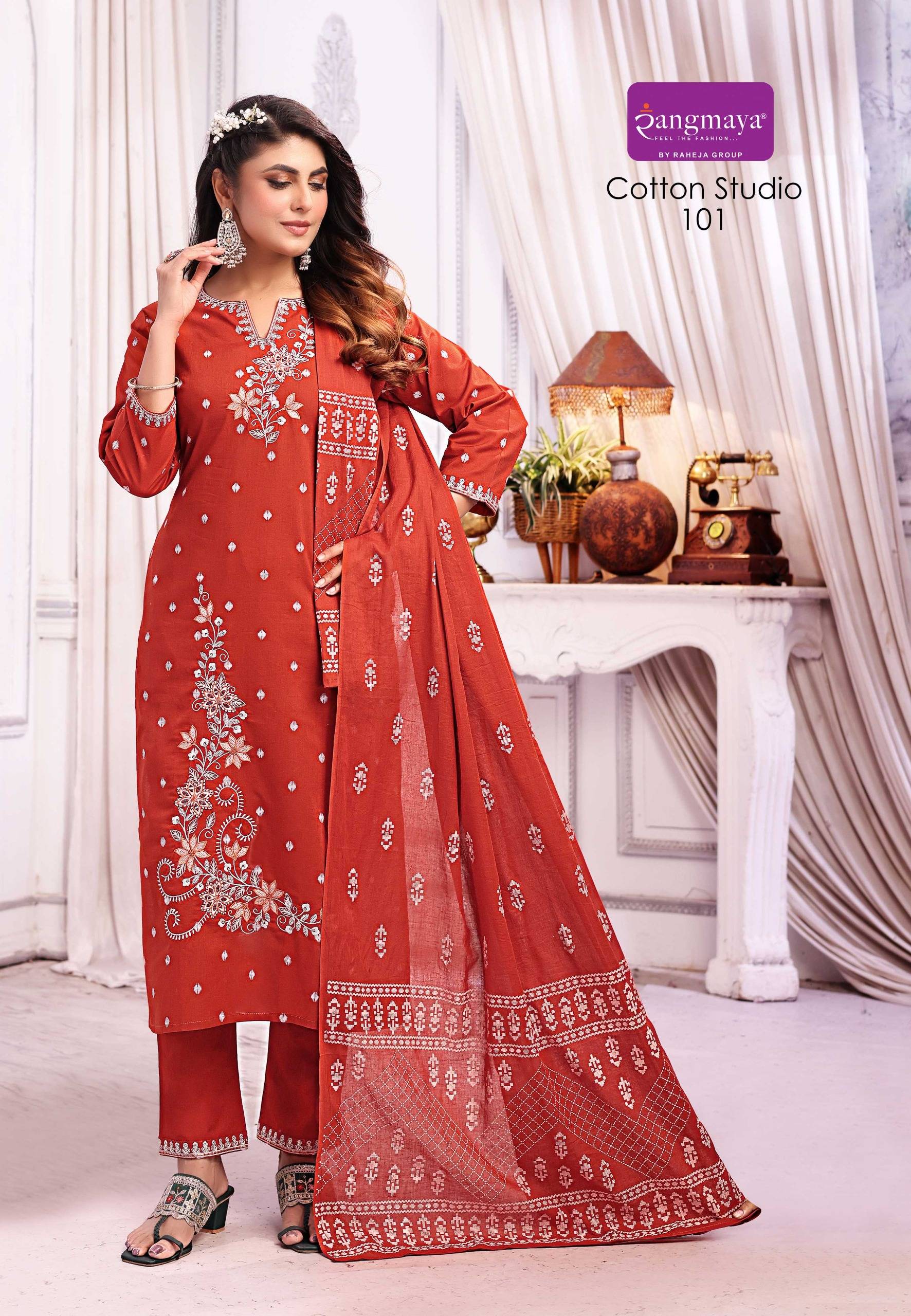 COTTON STUDIO By Fashid Wholesale 101 To 104 Series Stylish Beautiful Colourful COTTON JACQUARD Kurti At Wholesale Price